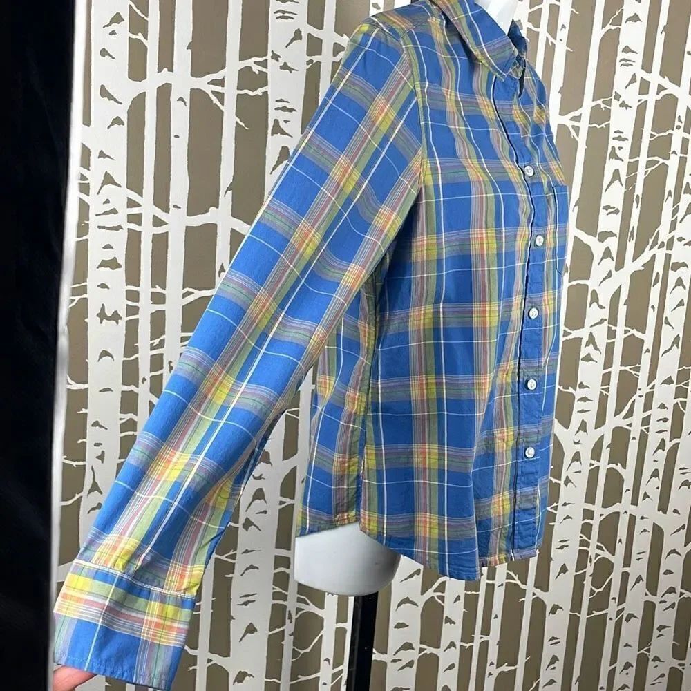 Pendleton Plaid Button Down Blue Yellow Orange S - Picture 2 of 6